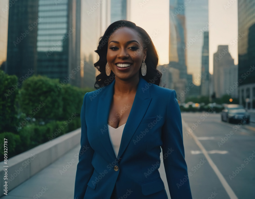 Fototapeta premium successful black businesswoman smiling