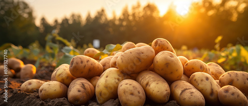Pile of Freshly Harvested Potatoes from the Farm. AI Generated Image photo