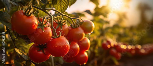 Fresh Ripe Tomatoes on the Vine. AI Generated Image