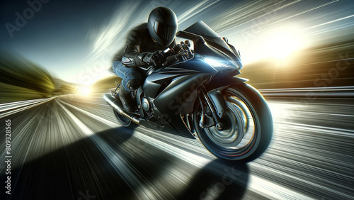 Sunrise Shadows on Speeding Motorbike Journey