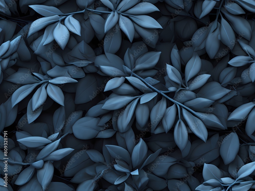 A bush with unique blue leaves and a conceptual design.