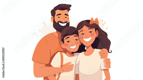 Smiling cartoon family mother father and daughter i