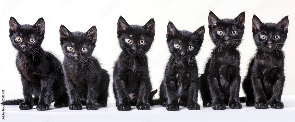 A Collection Of Different Black Cats For Design On A White Background Presents A Versatile Assortment Of Images For Creative Projects And Decorations, High quality photography A Collection Of Different Black Cats For Design On A White Background Presents A Versatile Assortment Of Images For Creative Projects And Decorations, High quality photography