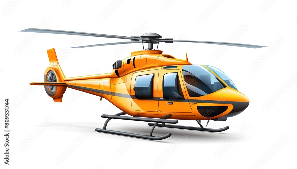 Fototapeta premium 3D Rendering of Metallic yellow Helicopter Isolated on White Background.