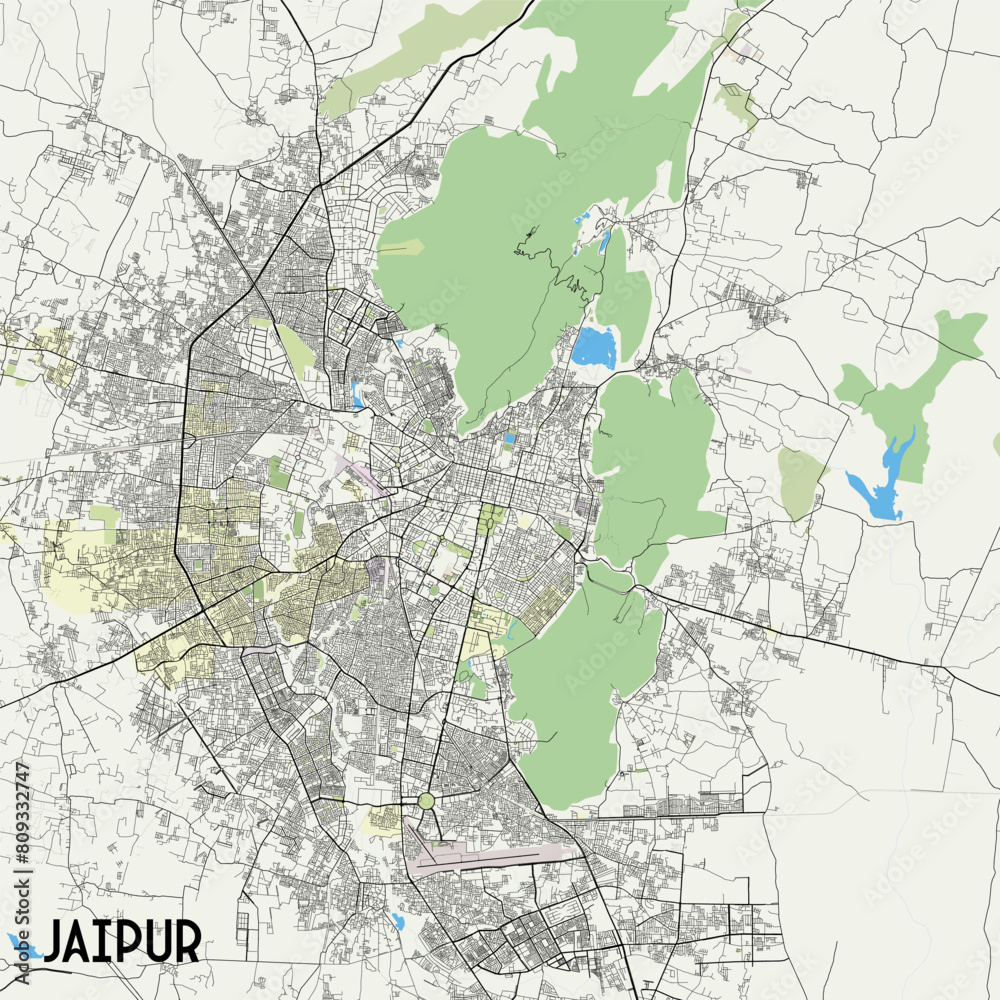 Fototapeta premium Jaipur, India map poster art