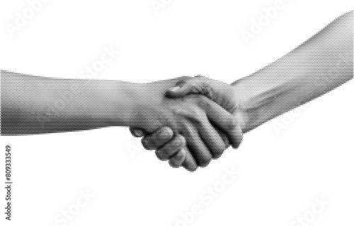 Business hand shake grunge halftone collage design element