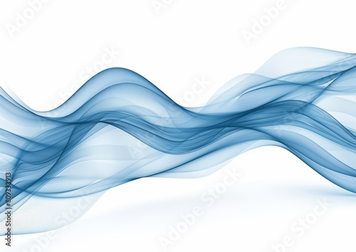 Elegant abstract background featuring flowing blue waves with transparent effects. Perfect for wallpapers, banners, or creative design projects requiring a sense of motion and fluidity