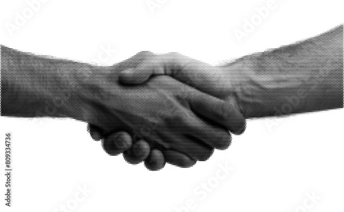 Business hand shake grunge halftone collage design element