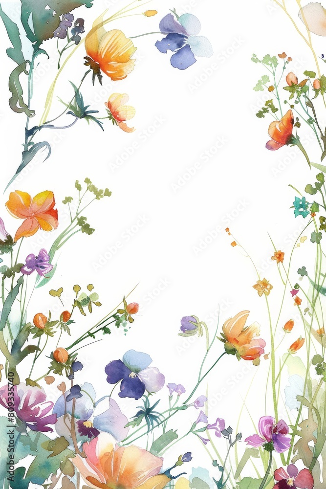 Wwatercolour flowery border.