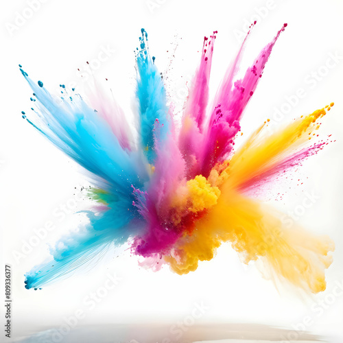 exploded colorful powder in white background