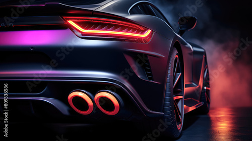 Neon-lit exhaust system modification in a high-performance car photo