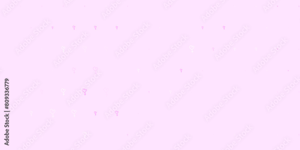Light Pink, Yellow vector backdrop with women power symbols.