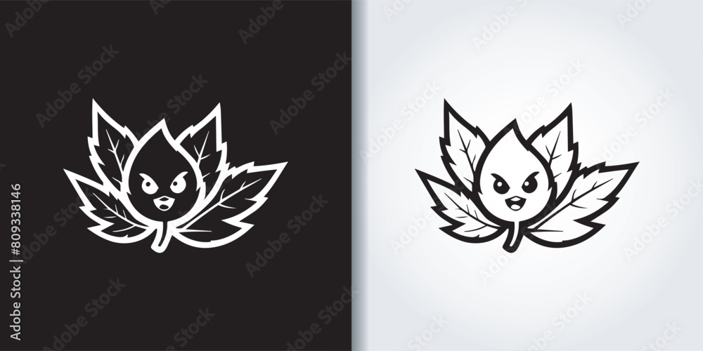 Fototapeta premium cute leaves mascot logo