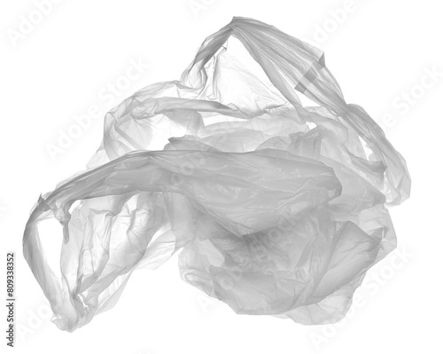  Crumpled nylon bag flying isolated on white, clipping path 