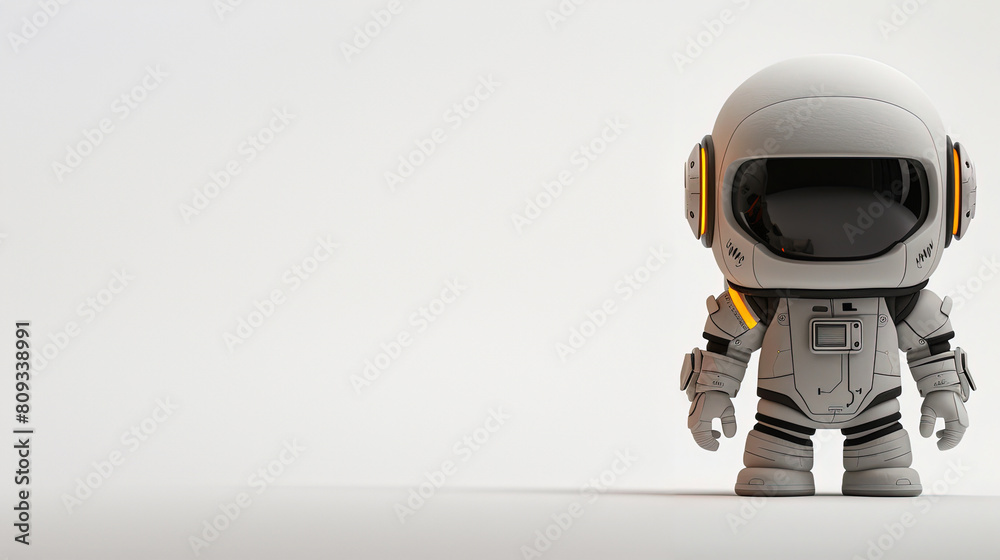 3D robot character render with a full body, with copyspace for text