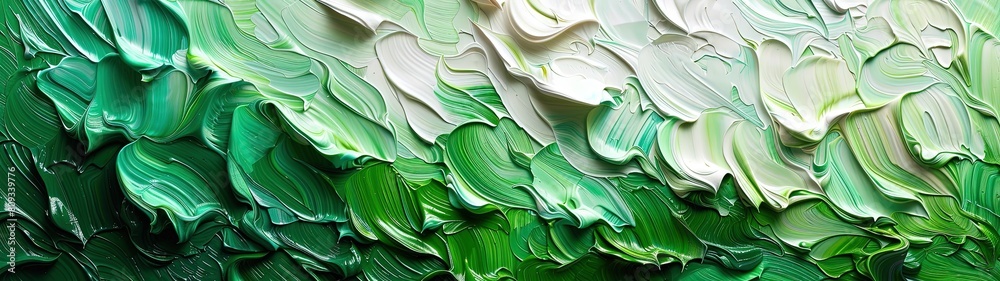 Dynamic abstract background with of green and white oil paint strokes, can be used for printed materials such as brochures, flyers, and business cards. Dynamic abstract background with of green and white oil paint strokes, can be used for printed materials such as brochures, flyers, and business cards.