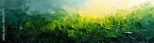 Dynamic abstract background with of green and white oil paint strokes, can be used for printed materials such as brochures, flyers, and business cards.