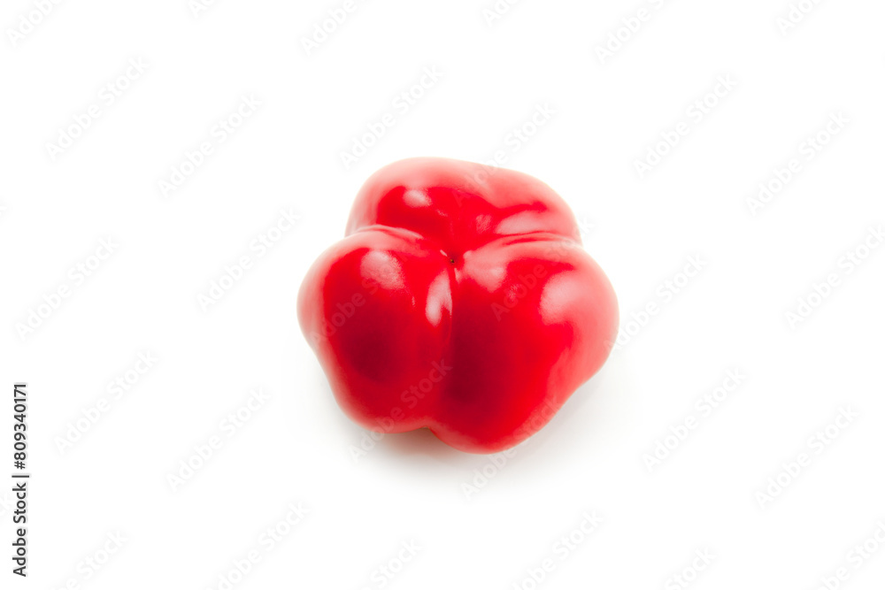 Whole red bell pepper isolated on white background with clipping path. . Whole red bell pepper isolated on white background with clipping path. .