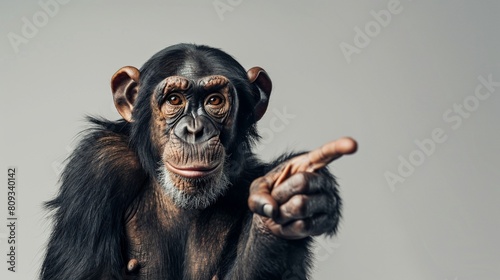 A chimpanzee points with purpose © Creative_Bringer