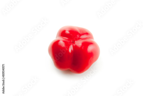 Whole red bell pepper isolated on white background with clipping path. . © kostik2photo