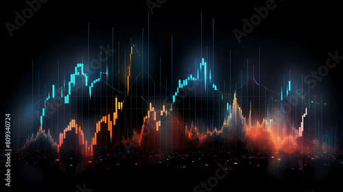 Stock market background with rising chart and financial data