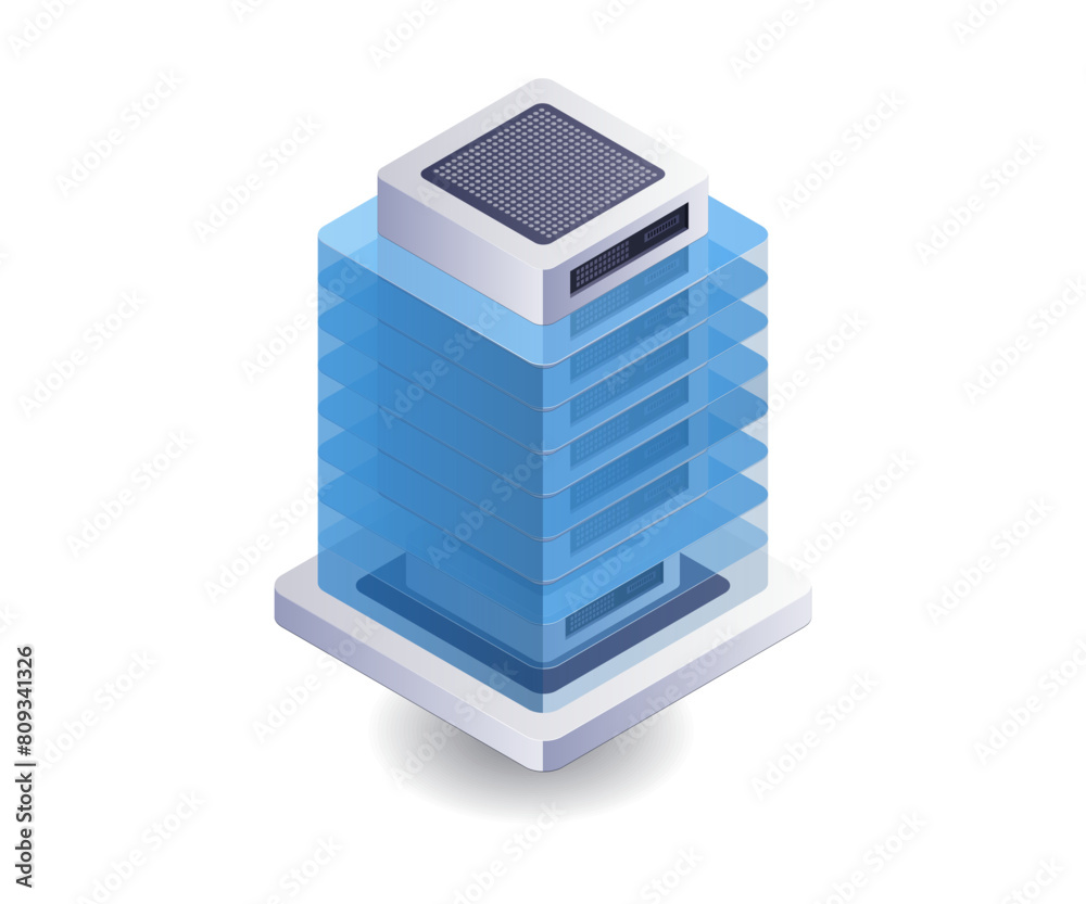 Cloud server technology flat isometric illustration Cloud server technology flat isometric illustration