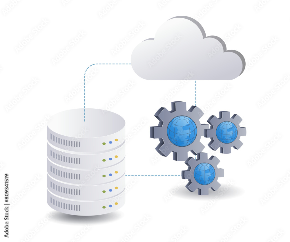 Cloud server maintenance technology infographic 3d illustration flat isometric Cloud server maintenance technology infographic 3d illustration flat isometric