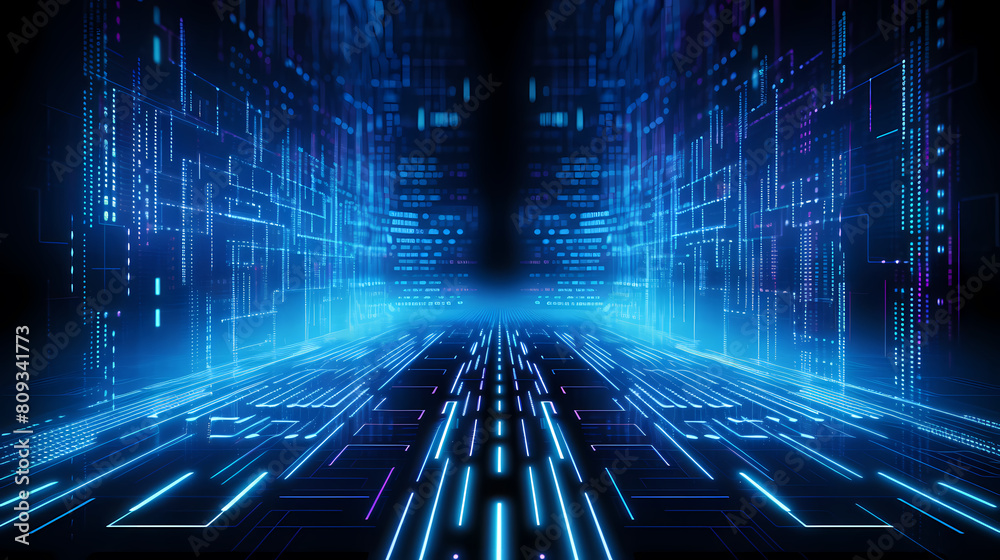 Blue technology glowing data illustration Blue technology glowing data illustration