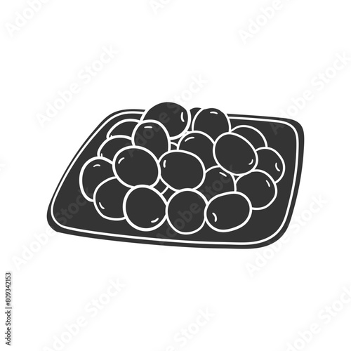 Olives Icon Silhouette Illustration. Spanish Tapa Vector Graphic Pictogram Symbol Clip Art. Doodle Sketch Black Sign.
