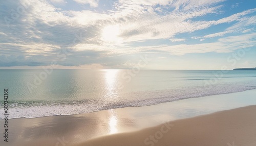 relaxing seascape reflections horizon of the sky and calm sea soft sunlight over tropical beach seascape horizon abstract bright sunshine sky light tranquil relax summer ocean view freedom nature