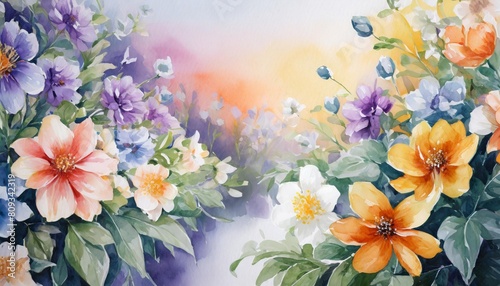 beautiful watercolor flower background illustration © Lauren