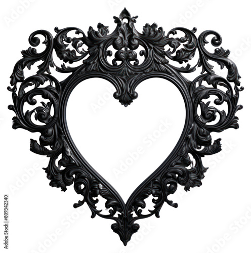 PNG Black Heart design frame vintage heart white background architecture. AI generated Image by rawpixel.