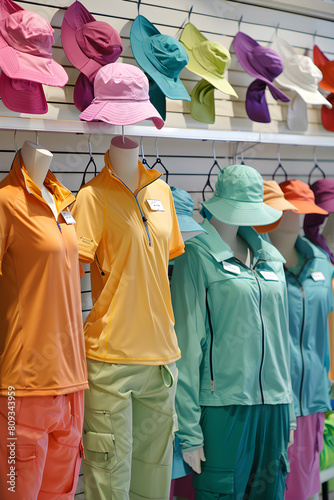 Comprehensive Display of UV Protective Summer Clothing with Informational UV Index Chart