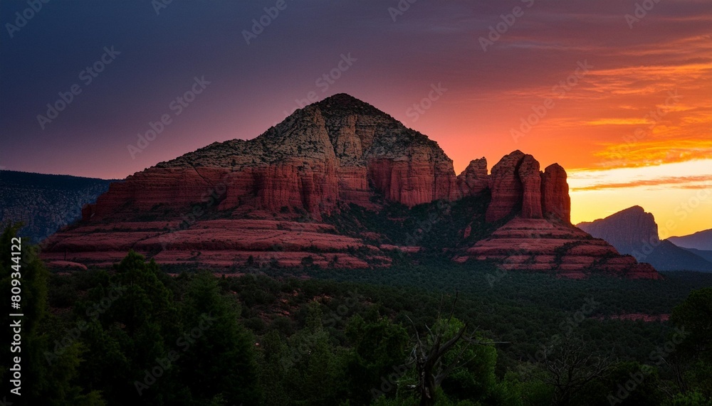 sedona arizona with a red sunset