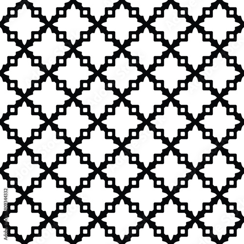 Black openwork lattice on a white background, seamless vector pattern