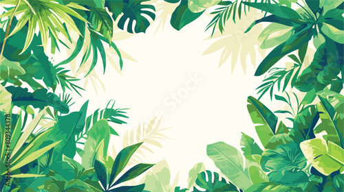 Square backdrop or background with green palm and m