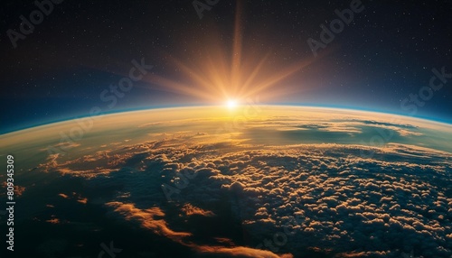 sunrise on the earth seen from the space © Aedan