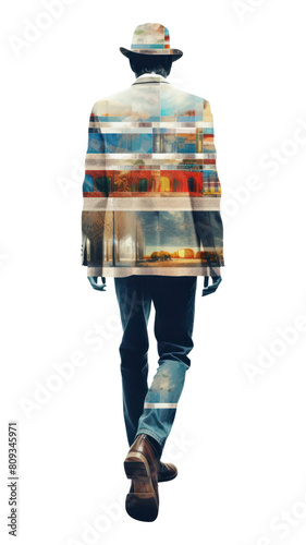 PNG Man walking pattern adult outerwear.