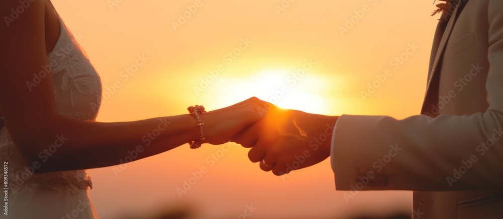 romantic couple holding hands