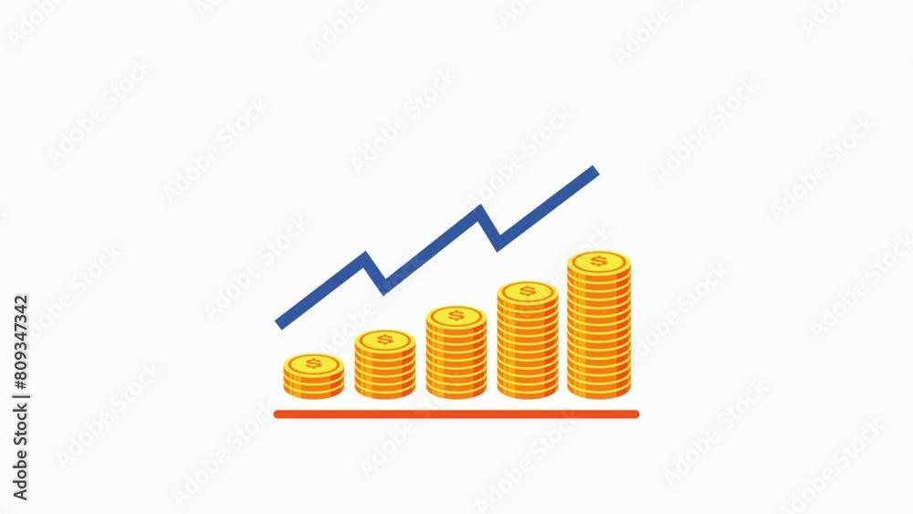Dollar coin graph animation,animated dollar coin graph,gold coin growth ...
