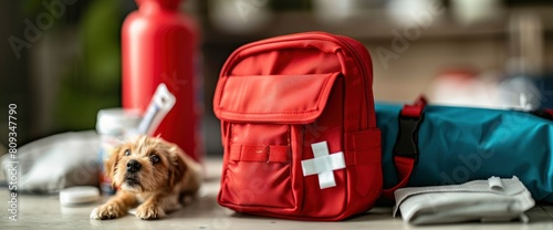 Bringing Along A Portable Dog First Aid Kit With Essentials Like Bandages, Antiseptic Wipes, And Tweezers For Any Minor Scrapes Or Injuries, Summer Background