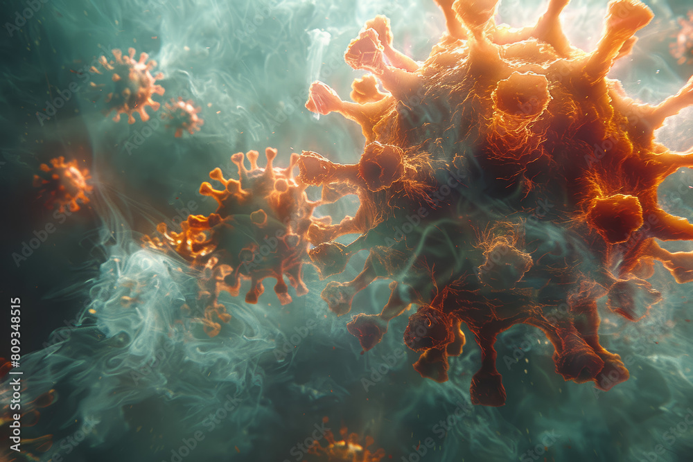 A dangerous pathogen spreading like wildfire, causing chaos and disruption. Concept of contagion. Generative Ai. A dangerous pathogen spreading like wildfire, causing chaos and disruption. Concept of contagion. Generative Ai.