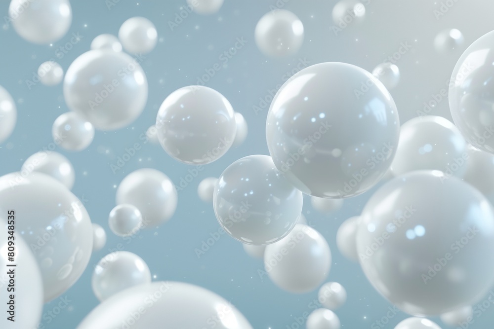 White spheres, balls or molecules floating in organic, 3d illustration White spheres, balls or molecules floating in organic, 3d illustration