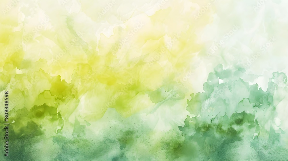 Fototapeta premium Soft blend of watercolor pastels in green and yellow hues on high-resolution background 