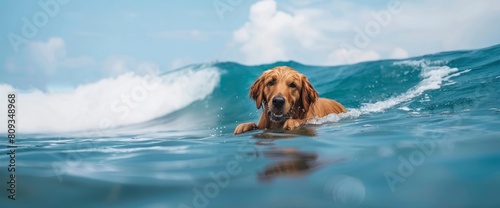 Trying Out Dog-Friendly Water Sports Like Surfing Or Bodyboarding, With Your Adventurous Pup Riding The Waves, Summer Background