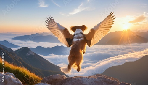surrender to the enchantment of the impossible as dogs take flight their wings propelling them through the heavens with effortless grace wallpaper pictures background hd photo