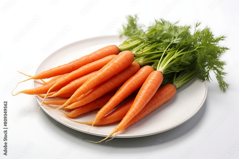 Carrots on a plate isolated on white background. Top view. Carrots on a plate isolated on white background. Top view.