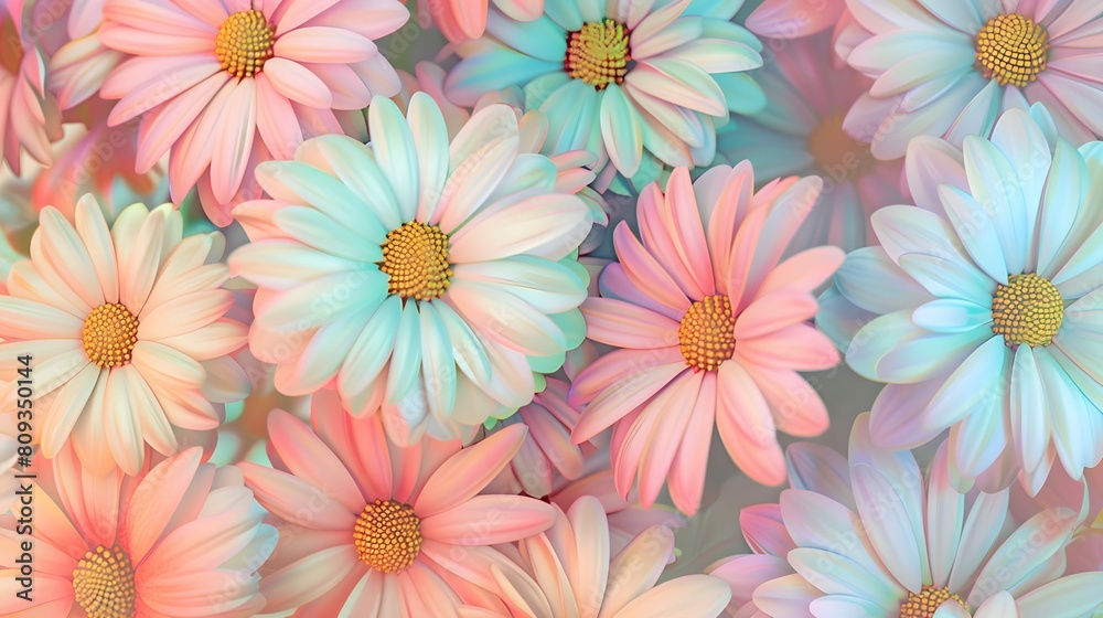pattern daisies pastel colors