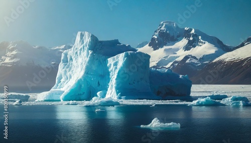 ice in water iceberg in blue ocean