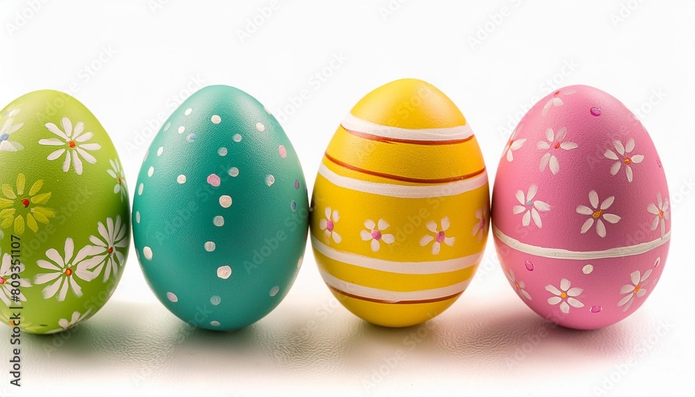 colorful easter eggs isolated on white background with clipping path